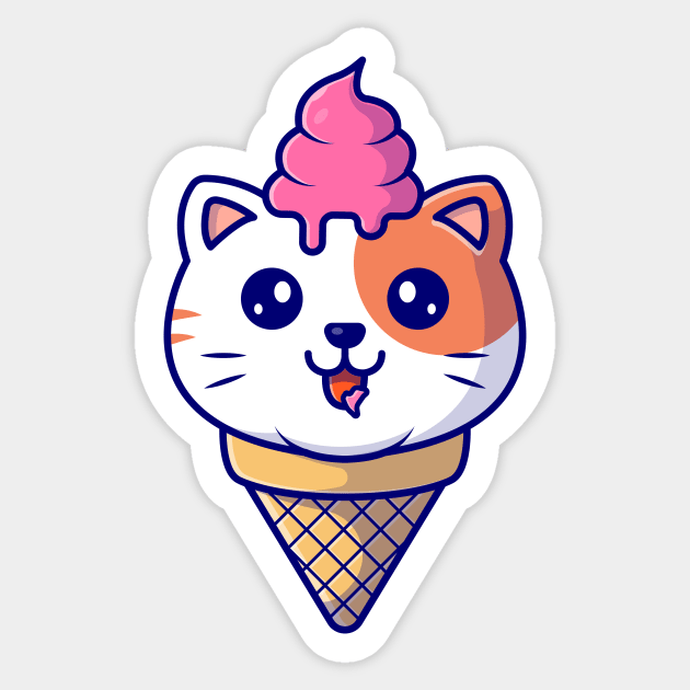 Cute Cat Ice Cream Cone Sticker by Catalyst Labs